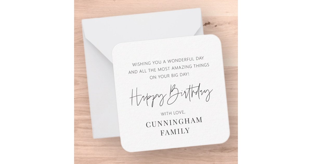 Modern Simple Minimalist Chic Happy Birthday Note Card | Zazzle