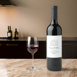 Modern Simple Minimalist Chic Happy Birthday Wine Label