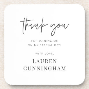 Modern Simple Minimalist Chic Thank You Beverage Coaster