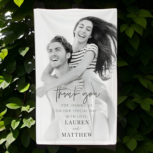 Modern Simple Minimalist Chic Wedding Thank You Banner (Creator Uploaded)