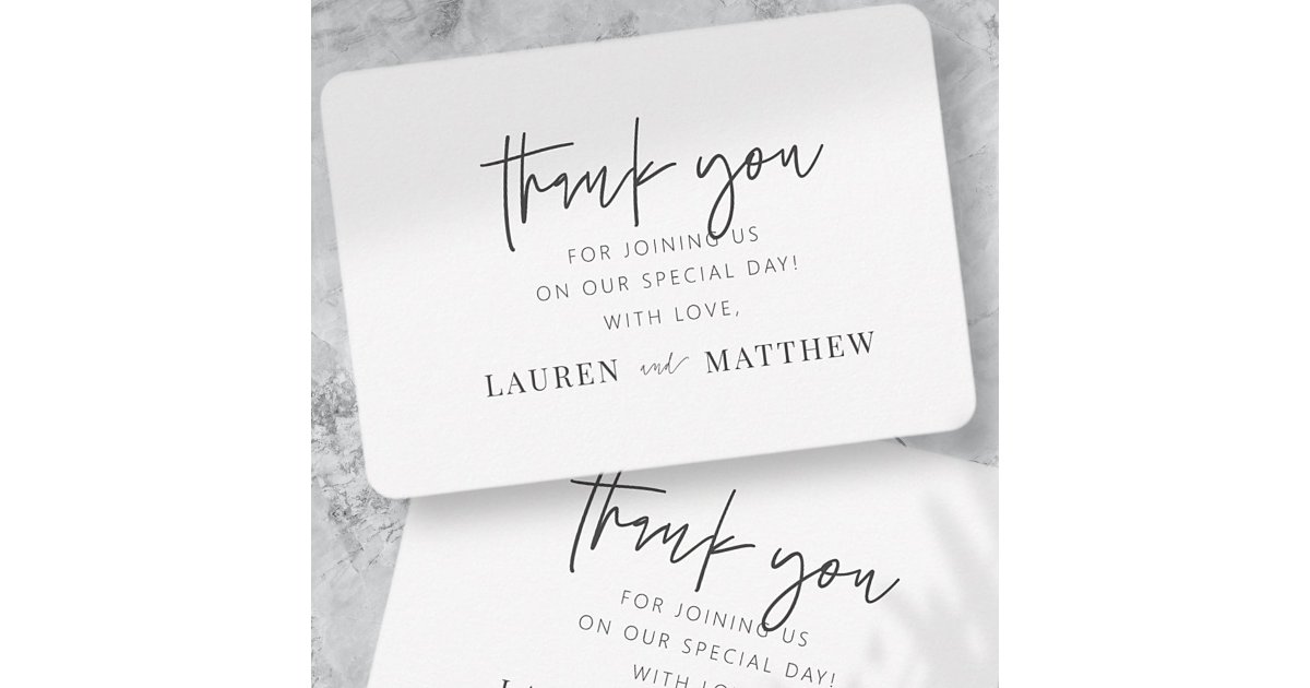Modern Simple Minimalist Chic Wedding Thank You Card | Zazzle
