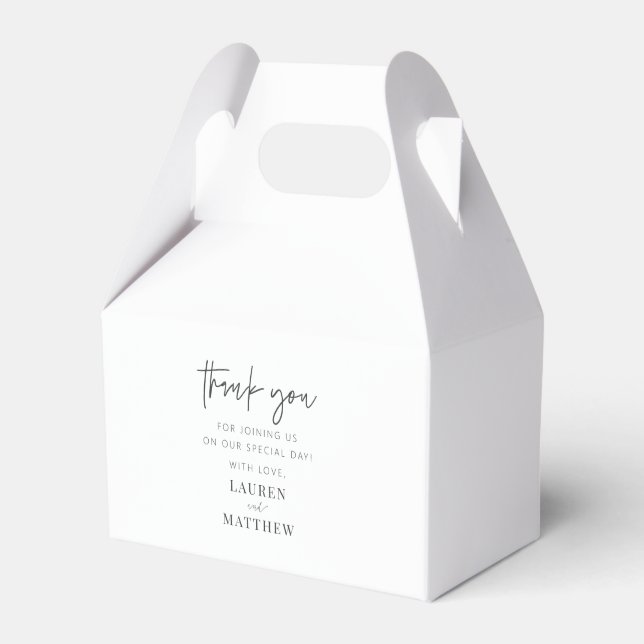 Modern Simple Minimalist Chic Wedding Thank You Favor Boxes (Front Side)