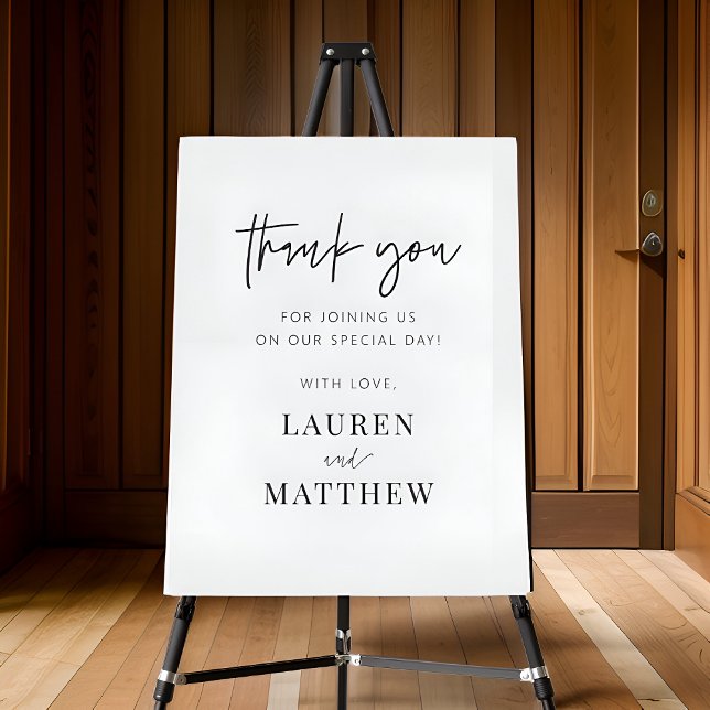 Modern Simple Minimalist Chic Wedding Thank You Foam Board (Creator Uploaded)