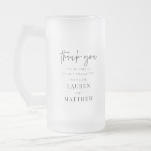 Modern Simple Minimalist Chic Wedding Thank You Frosted Glass Beer Mug