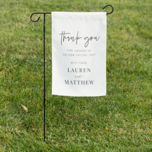 Modern Simple Minimalist Chic Wedding Thank You Garden Flag