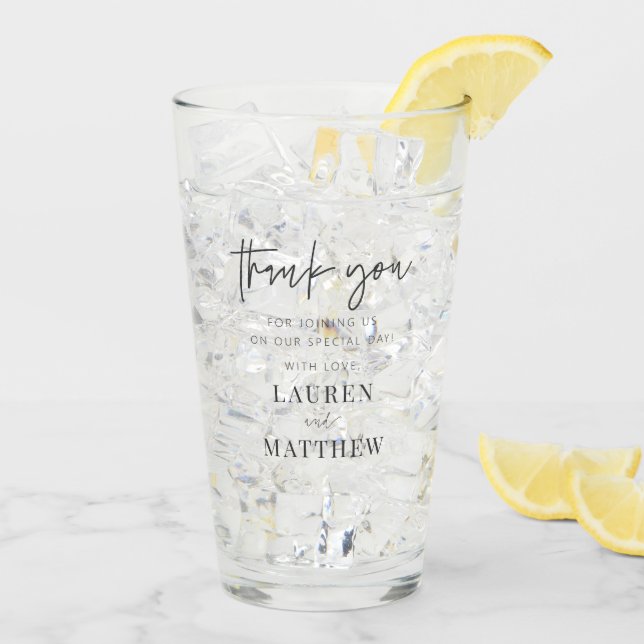 Modern Simple Minimalist Chic Wedding Thank You Glass (Back Ice)