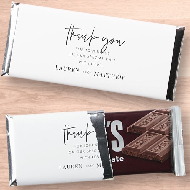 Modern Simple Minimalist Chic Wedding Thank You Hershey Bar Favors (Creator Uploaded)