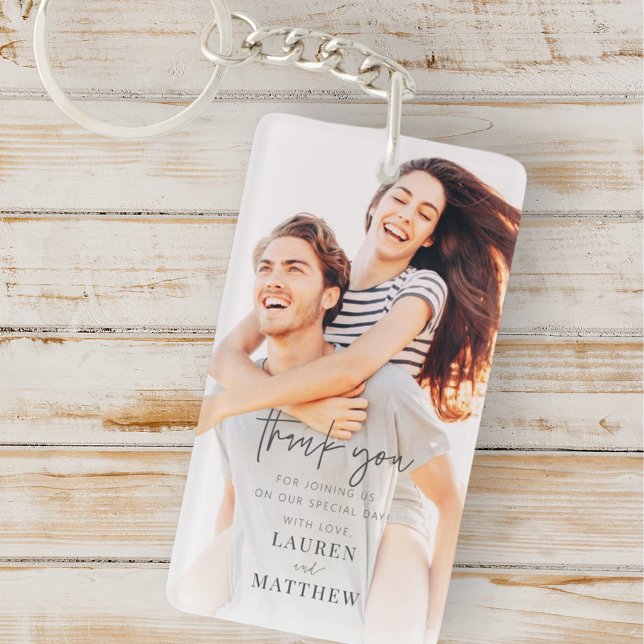 Modern Simple Minimalist Chic Wedding Thank You Keychain (Creator Uploaded)