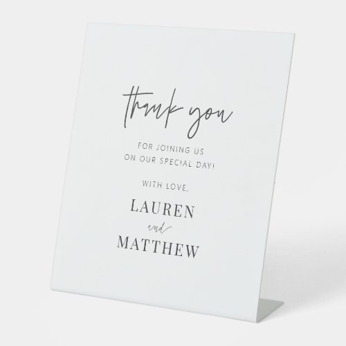 Modern Simple Minimalist Chic Wedding Thank You Pedestal Sign