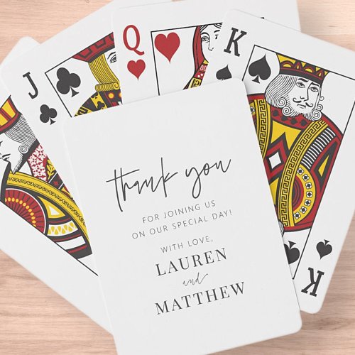 Modern Simple Minimalist Chic Wedding Thank You Playing Cards