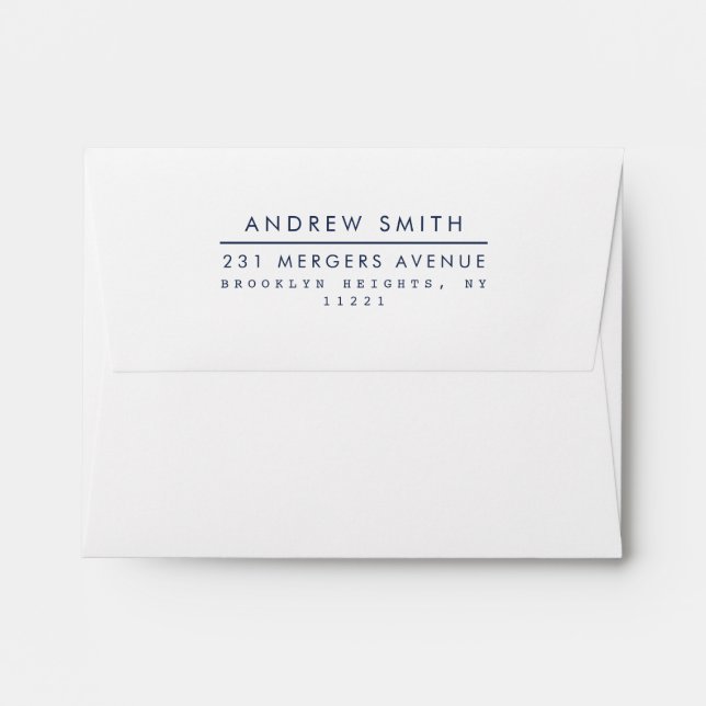 Modern Simple Minimalist Classic Line Name Address Envelope (Back (Top Flap))