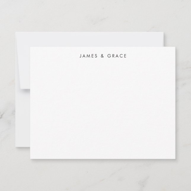 Modern Simple Minimalist Clean Clean Couple Names Note Card (Front)