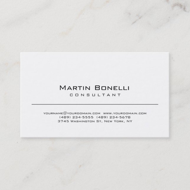 Modern Simple Minimalist Consultant Business Card (Front)