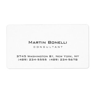 Modern Simple Minimalist Consultant Business Card Label