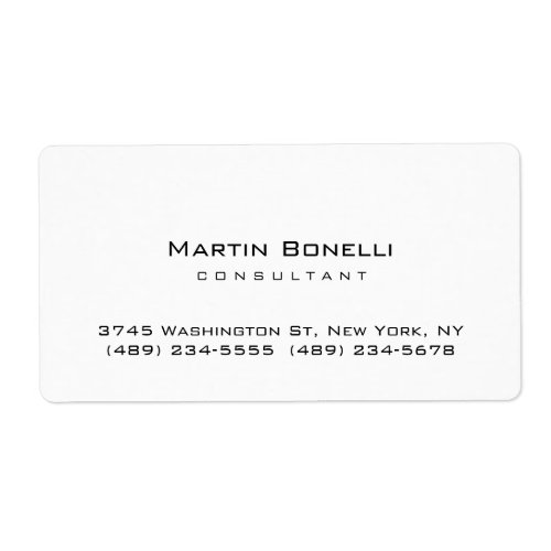 Modern Simple Minimalist Consultant Business Card Label