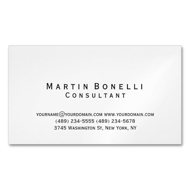 Modern Simple Minimalist Consultant Business Card Magnet (Front)