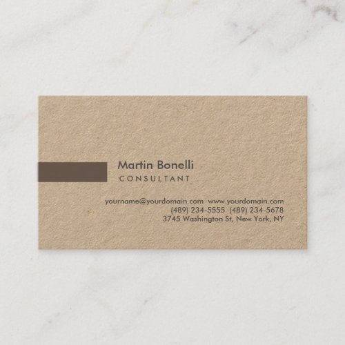 Modern Simple Minimalist Consultant Kraft Business Card