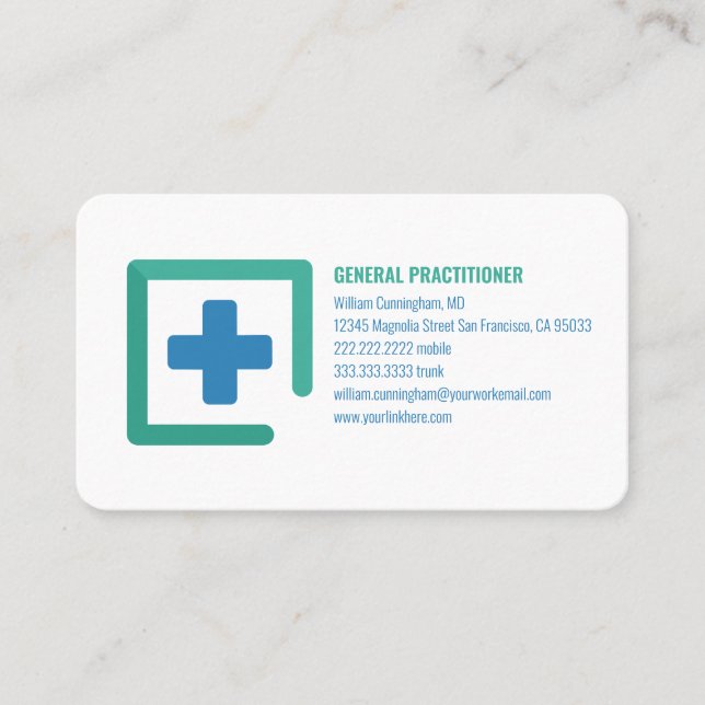 Modern Simple Minimalist Custom Logo Doctor Business Card (Front)