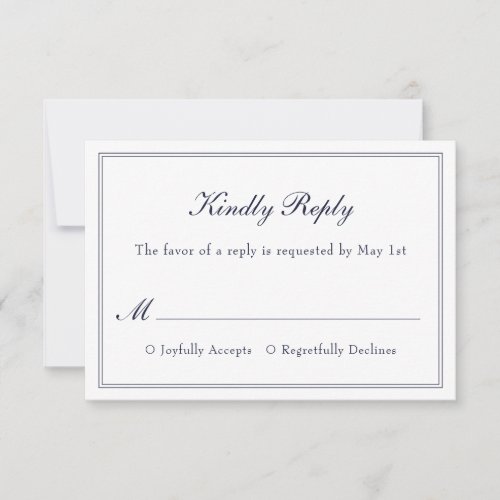 Modern Simple Minimalist Elegant Wedding RSVP Card