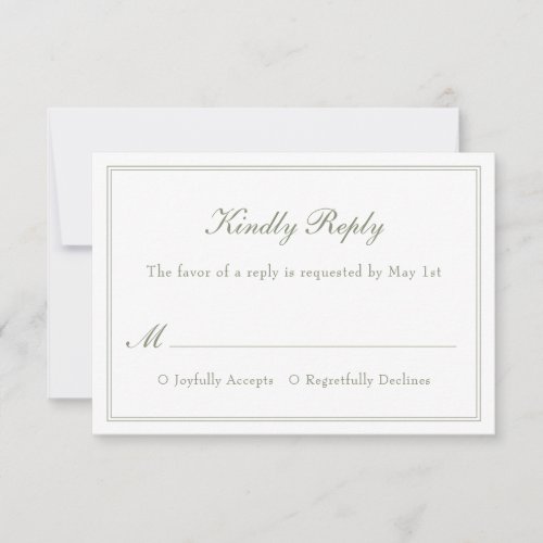 Modern Simple Minimalist Elegant Wedding RSVP Card