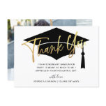 Modern Simple Minimalist Golden Graduation PHOTO Thank You Card Modern Simple Minimalist Golden Graduation PHOTO Thank You Card
