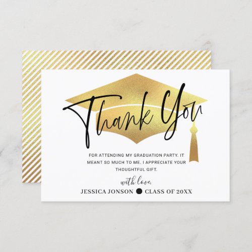 Modern Simple Minimalist Golden Graduation  Thank  Thank You Card