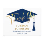 Modern Simple Minimalist Golden Navy Graduation Thank You Card Modern Simple Minimalist Golden Navy Graduation Thank You Card