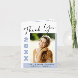 Modern Simple Minimalist Graduation 2 PHOTO Thank Letterpress Thank You Card