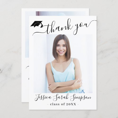 Modern Simple Minimalist Graduation 2 PHOTO  Thank You Card - Modern Simple Minimalist Graduation PHOTO Thank You Card.
For further customization, please click the "Customize" link and use our  tool to design this template. 
If you need help or matching items, please contact me.