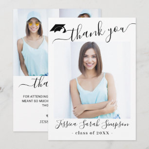 Modern Simple Minimalist Graduation 4 PHOTO Thank You Card