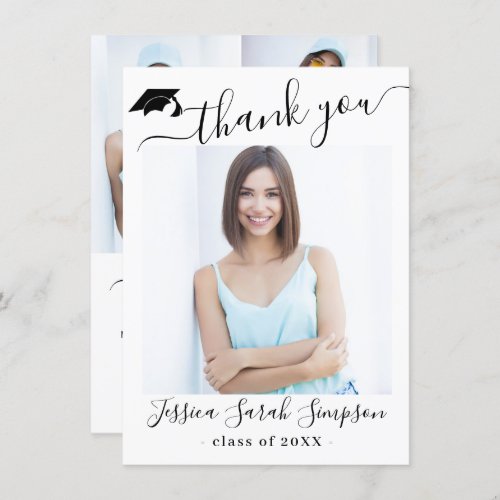 Modern Simple Minimalist Graduation 4 PHOTO  Thank You Card - Modern Simple Minimalist Graduation PHOTO Thank You Card.
For further customization, please click the "Customize" link and use our  tool to design this template. 
If you need help or matching items, please contact me.