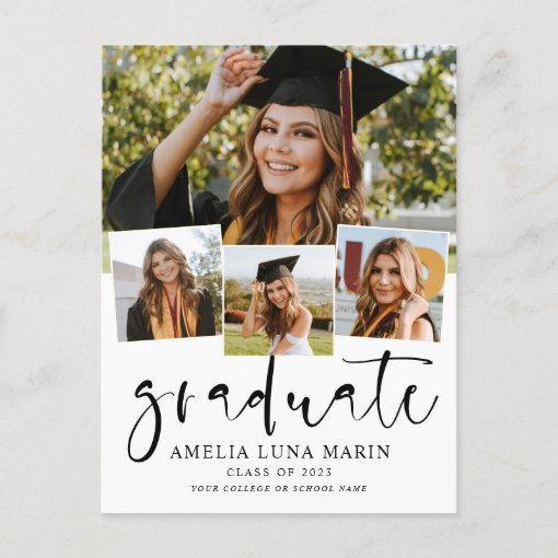 Modern Simple Minimalist Graduation Invitation Postcard | Zazzle