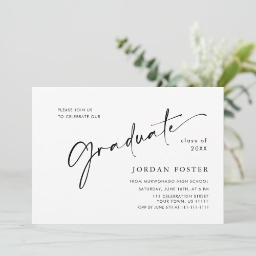 Modern Simple Minimalist Graduation Party Invitation