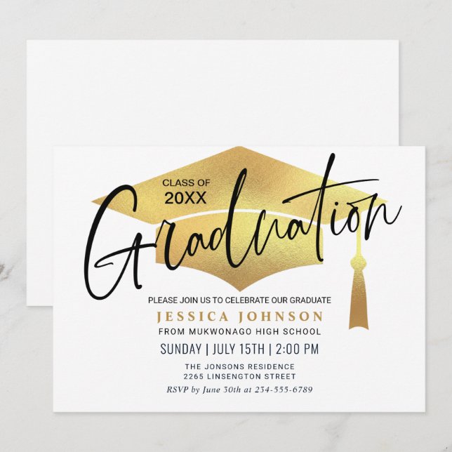 Modern Simple Minimalist Graduation Party Invitation (Front/Back)