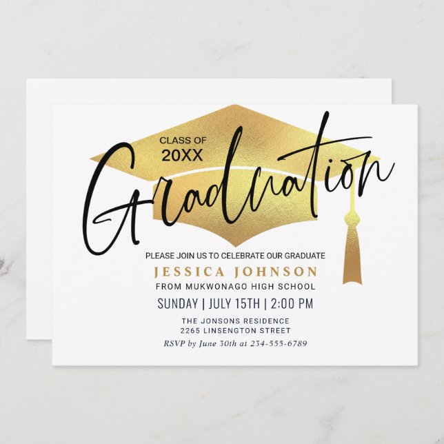 Modern Simple Minimalist Graduation Party Invitation (Front/Back)