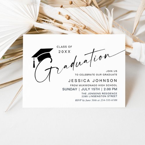 Modern Simple Minimalist Graduation Party Invitation