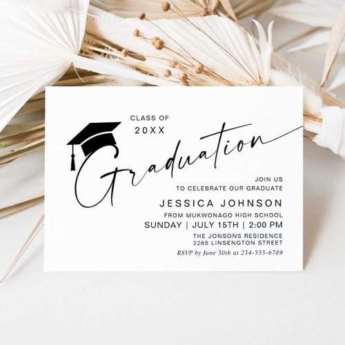 Modern Simple Minimalist Graduation Party Invitation