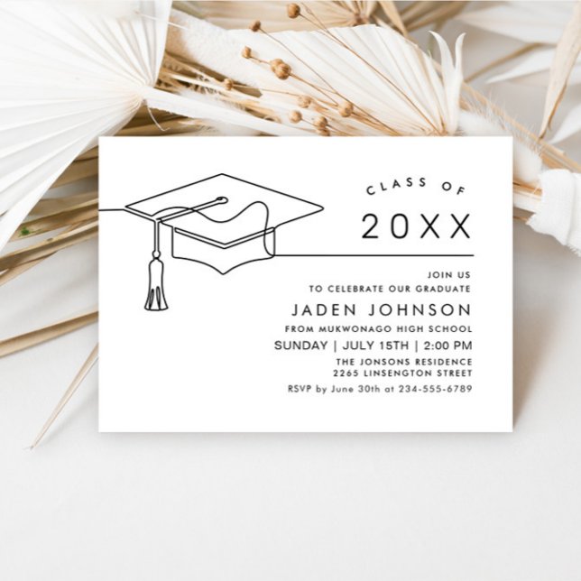 Modern Simple Minimalist Graduation Party Invitation (Creator Uploaded)
