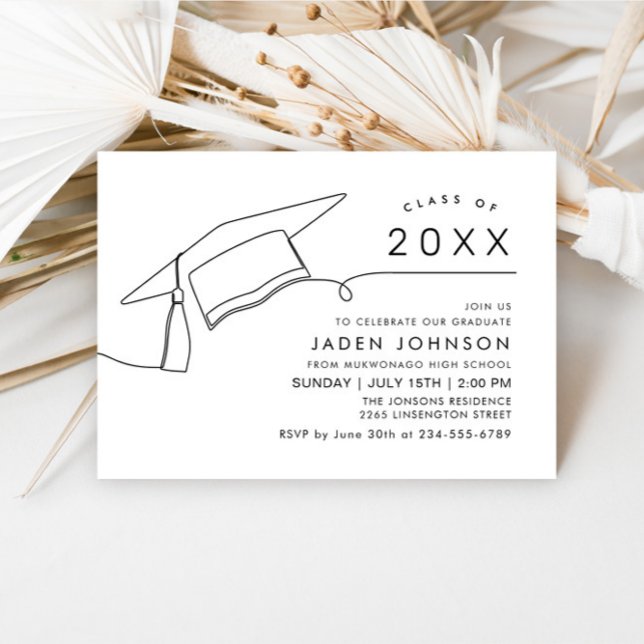Modern Simple Minimalist Graduation Party Invitation (Creator Uploaded)