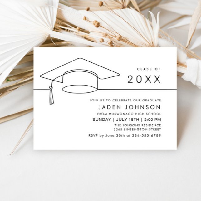 Modern Simple Minimalist Graduation Party Invitation (Creator Uploaded)