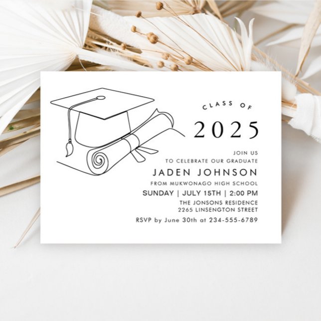 Modern Simple Minimalist Graduation Party Invitation (Creator Uploaded)