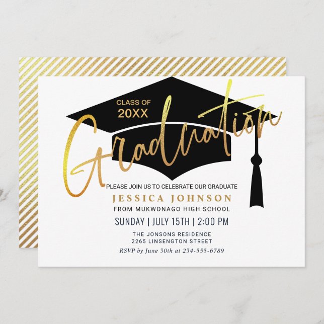 Modern Simple Minimalist Graduation Party Invitation (Front/Back)
