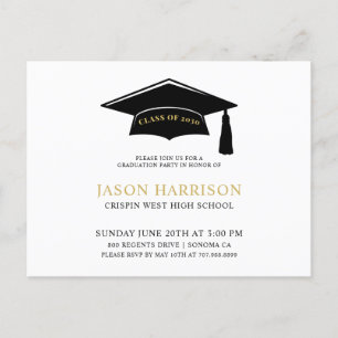 Modern Simple Minimalist Graduation Party Invitation Postcard