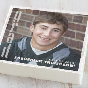 Modern Simple Minimalist Graduation Photo Party Napkins