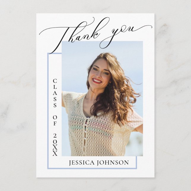 Modern Simple Minimalist Graduation PHOTO  Thank Y Thank You Card (Front)