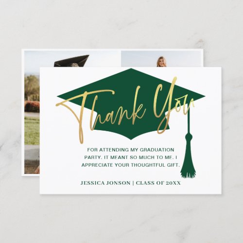 Modern Simple Minimalist Graduation Photo Thank You Card