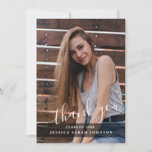 Modern Simple Minimalist Graduation PHOTO Thank You Card
