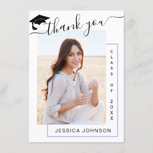Modern Simple Minimalist Graduation PHOTO  Thank You Card - Modern Simple Minimalist Graduation PHOTO Thank You Card.
For further customization, please click the "Customize" link and use our  tool to design this template. 
If you need help or matching items, please contact me.