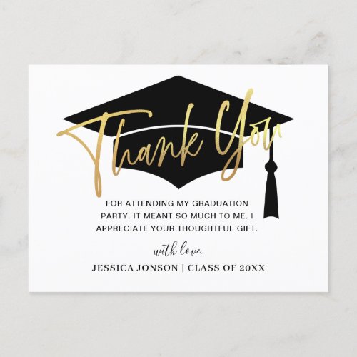 Modern Simple Minimalist Graduation Thank You Announcement Postcard