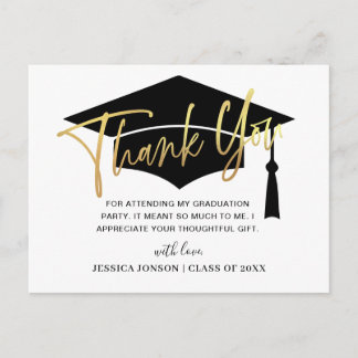Modern Simple Minimalist Graduation Thank You Announcement Postcard
